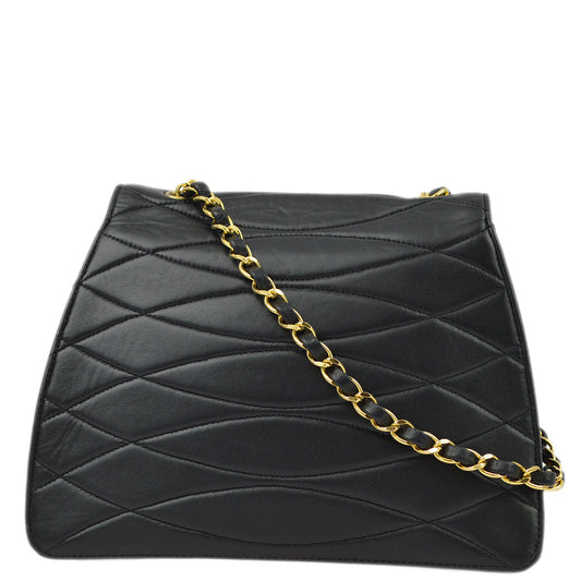 Chanel Black Lambskin Single Flap Shoulder Bag