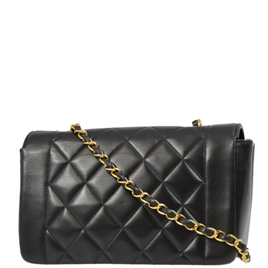 Chanel Black Lambskin Small Diana Shoulder Bag