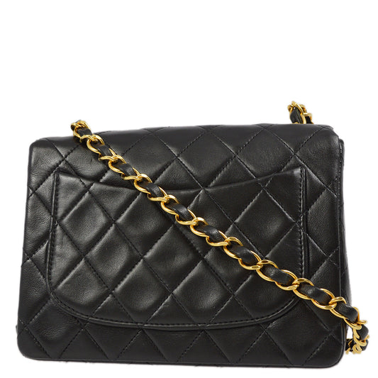 Chanel Black Lambskin Mini Classic Square Flap Shoulder Bag 17