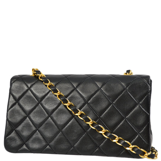 Chanel Black Lambskin Turnlock Mini Full Flap Shoulder Bag