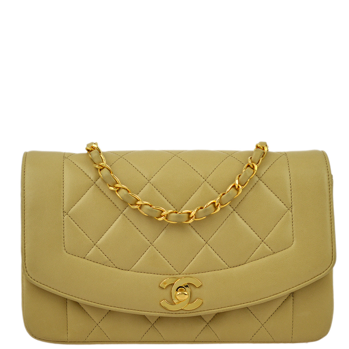 Chanel Beige Lambskin Small Diana Shoulder Bag