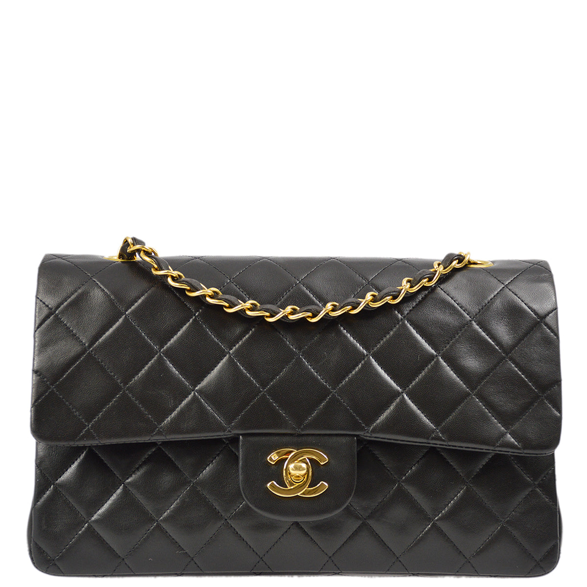 Chanel Black Lambskin Medium Classic Double Flap Shoulder Bag