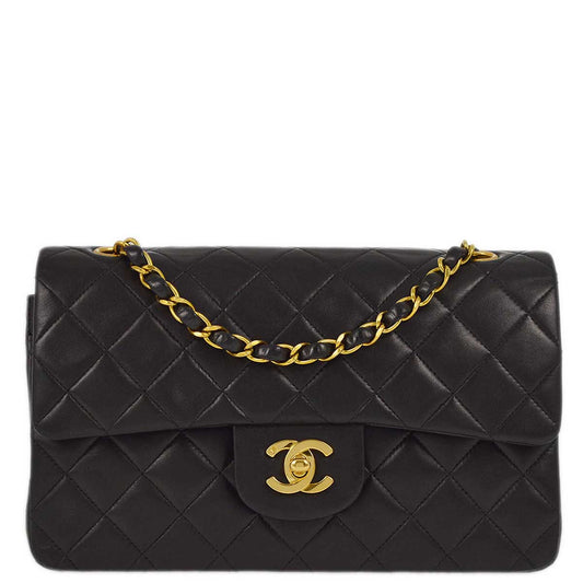 Chanel Black Lambskin Small Classic Double Flap Shoulder Bag