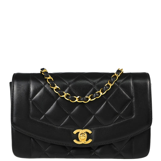Chanel Black Lambskin Small Diana Shoulder Bag