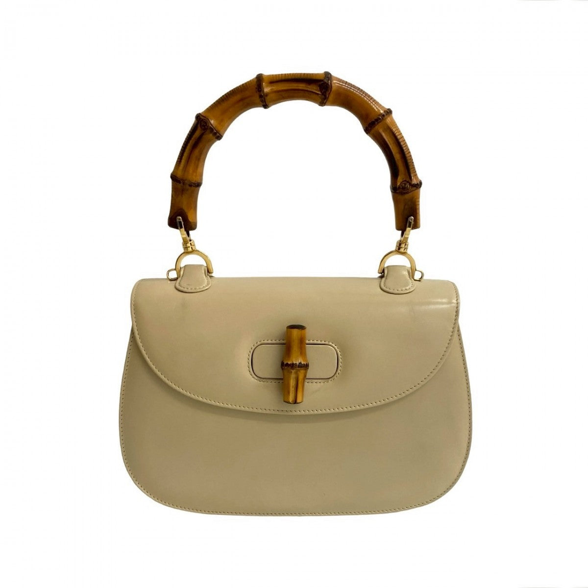GUCCI Handbag leather beige Bamboo