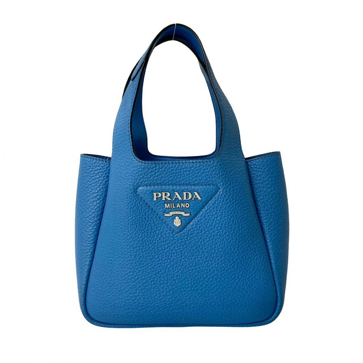 PRADA Handbag leather blue Triangle Logo Metal Women