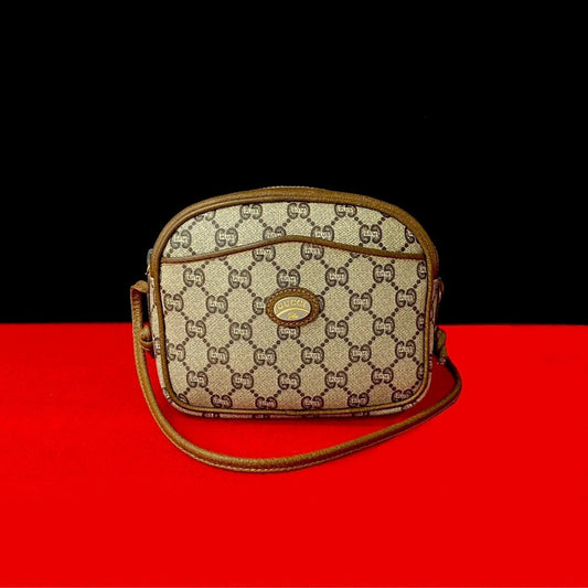 GUCCI Shoulder Bag Leather, PVC Brown gucci plus Women