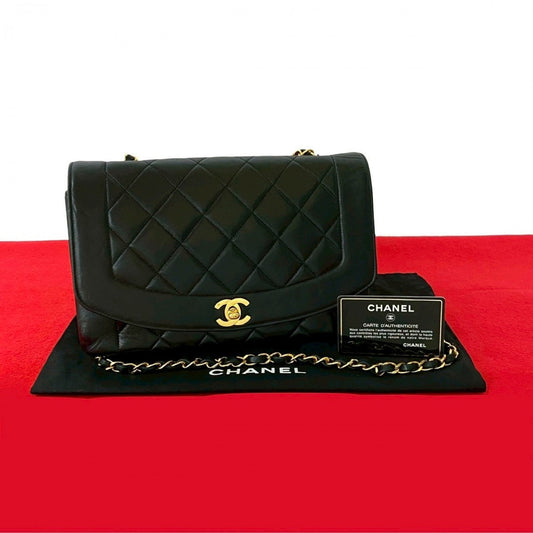 CHANEL Shoulder Bag lambskin black COCO Mark Diana flap Women