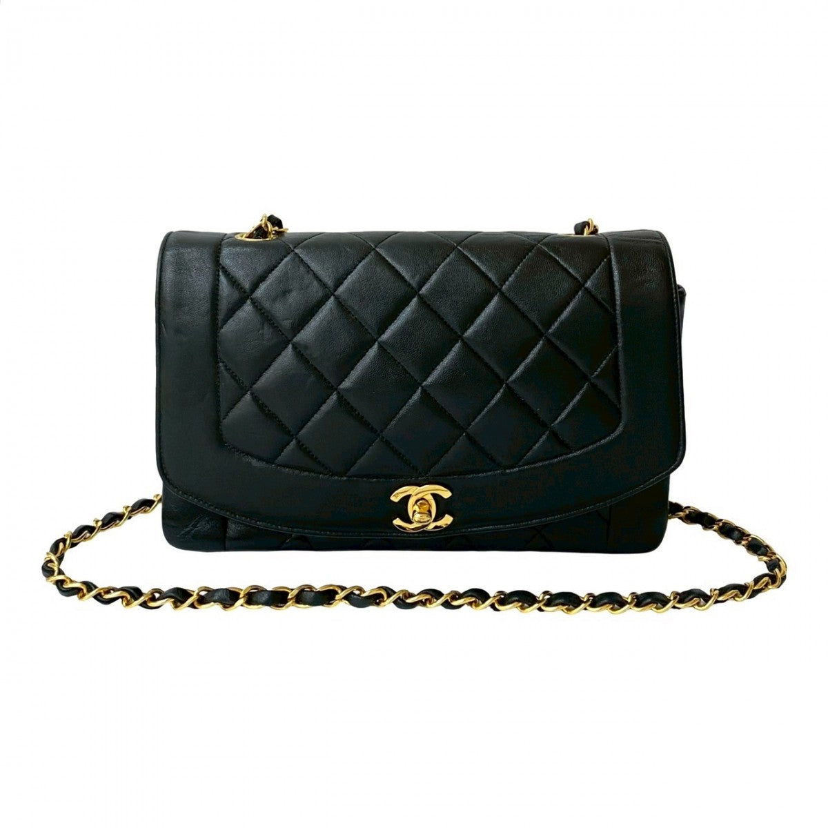 CHANEL Shoulder Bag lambskin black COCO Mark Diana flap Women
