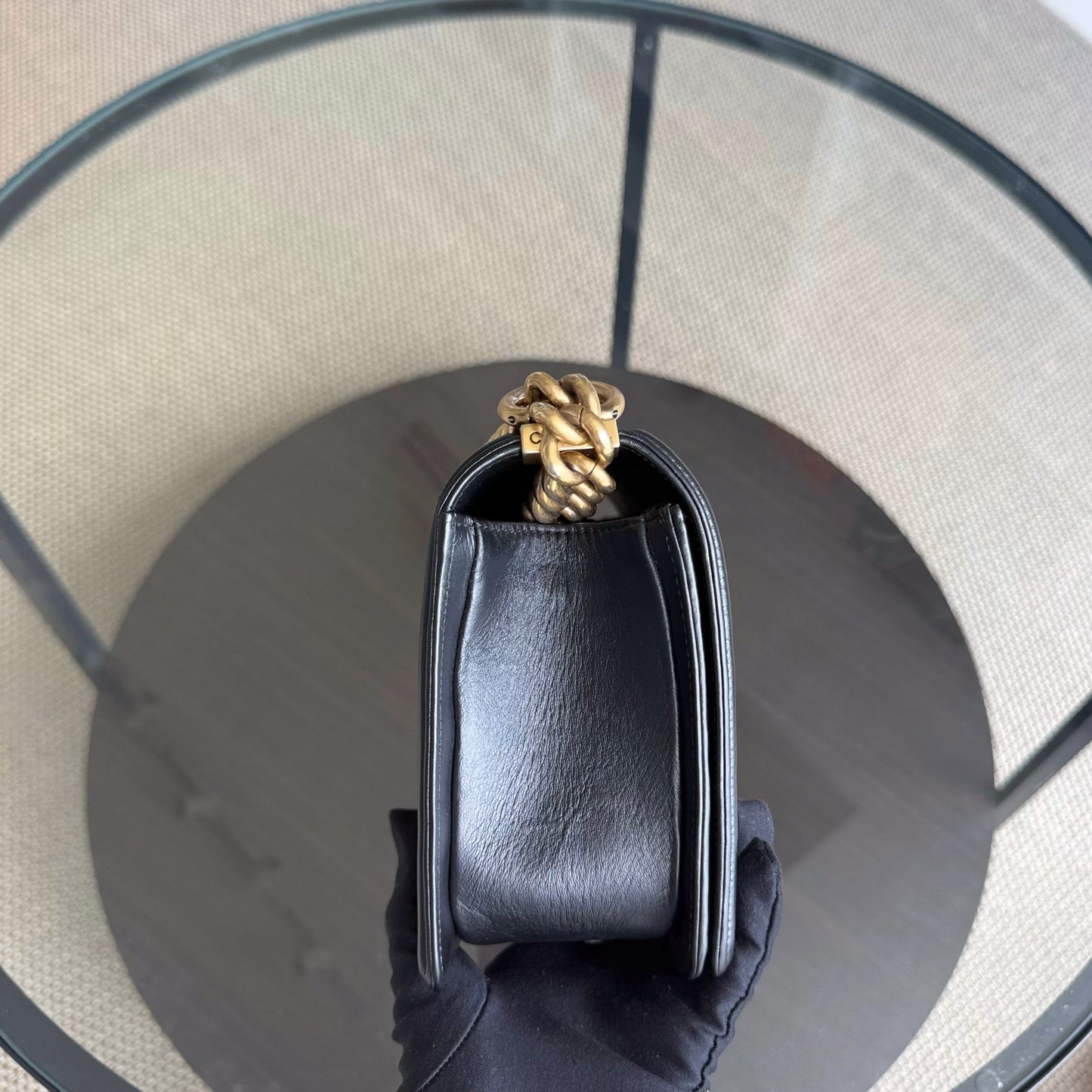 Chanel Boy Medium - 25CM Quilted Lambskin Black Gold Hardware