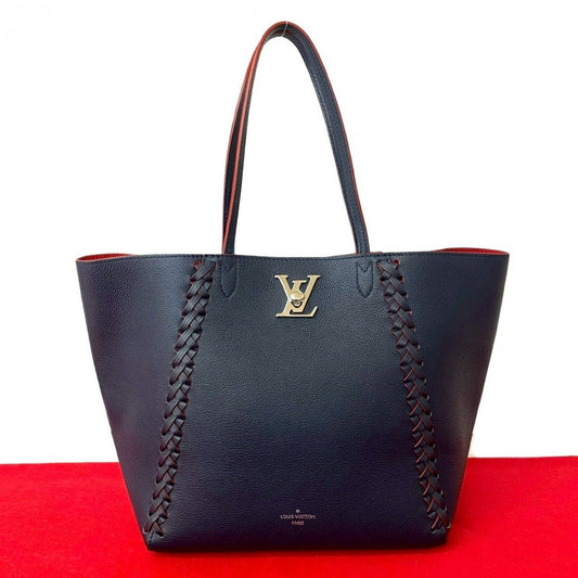 LOUIS VUITTON Tote Bag leather Navy Rock Me Hippo