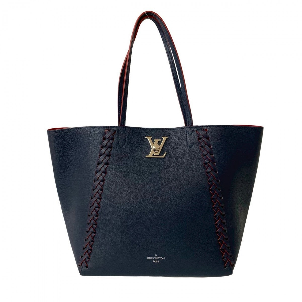 LOUIS VUITTON Tote Bag leather Navy Rock Me Hippo