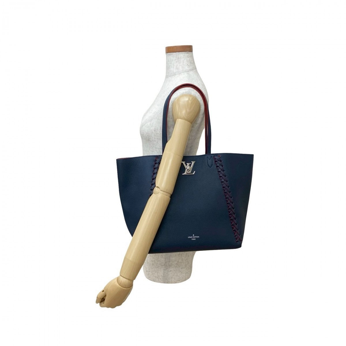 LOUIS VUITTON Tote Bag leather Navy Rock Me Hippo