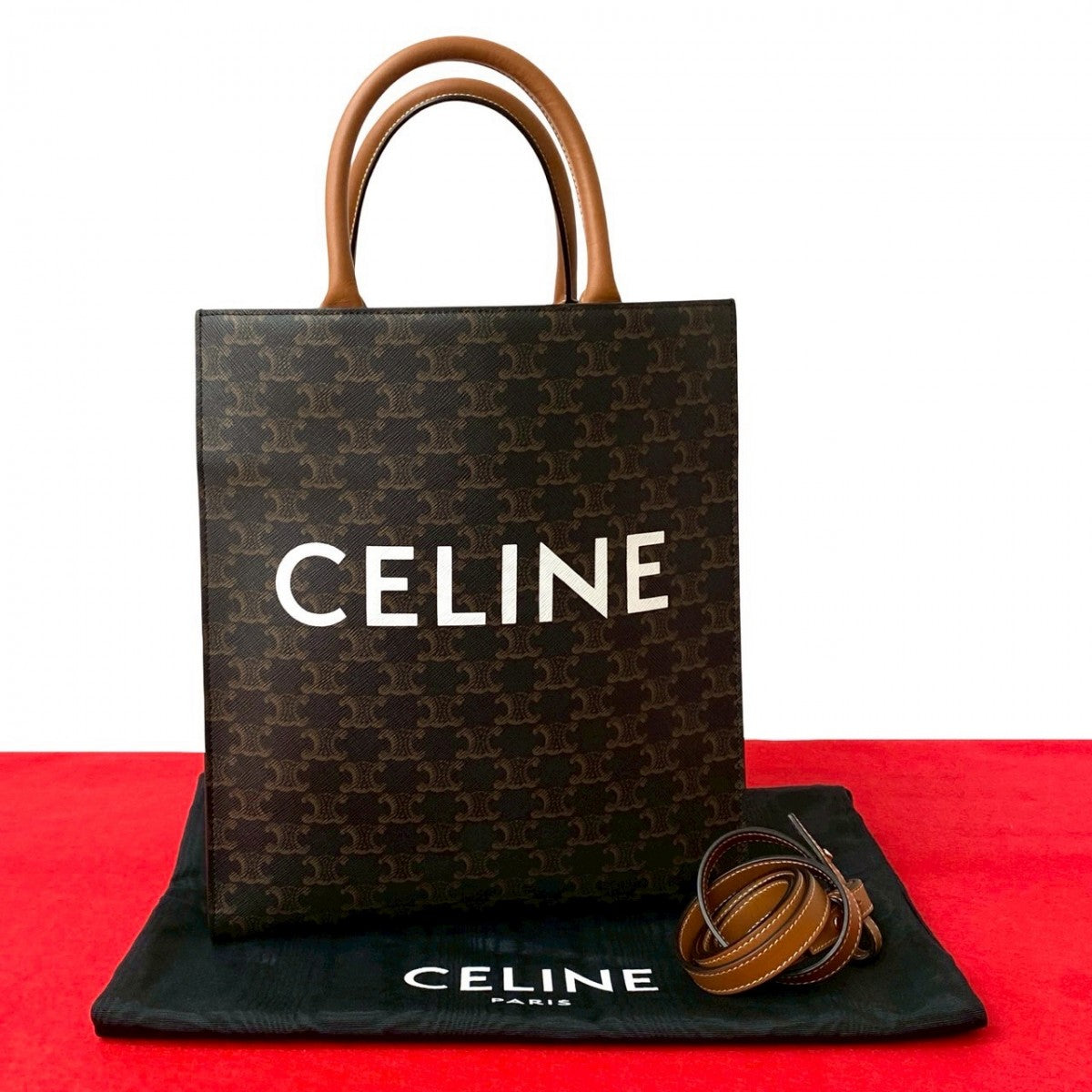 CELINE Shoulder Bag leather Brown Bar Tikal Hippo