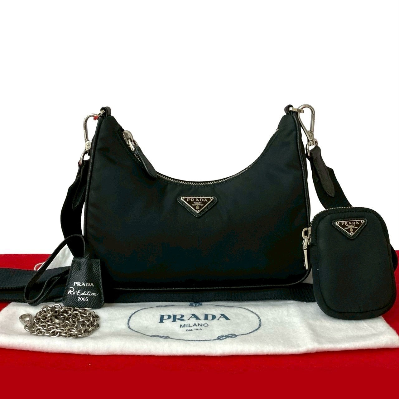 Prada Re-Edition Nylon Saffiano Leather 2way Shoulder Bag