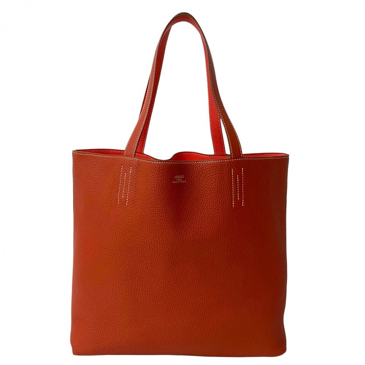 HERMES Tote Bag Taurillon Clemence Orange Double sense 45