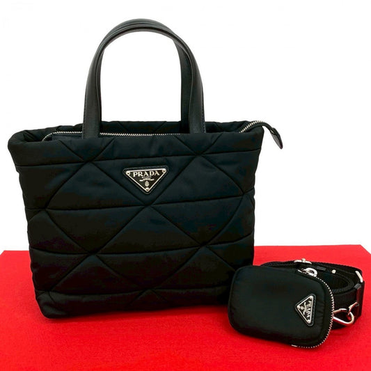 PRADA Shoulder Bag Nylon black Re-Nylon padding