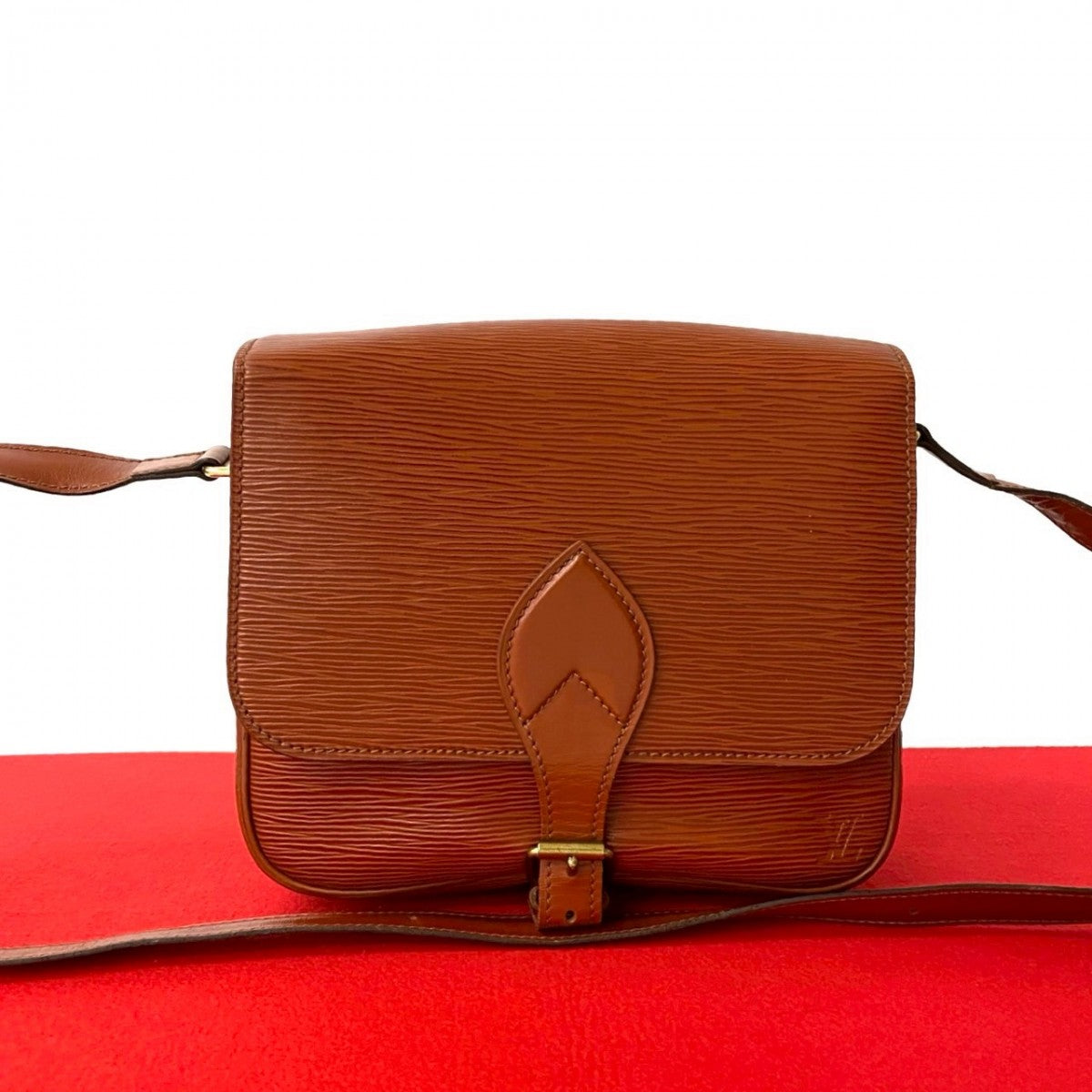 LOUIS VUITTON Shoulder Bag Epi Leather Brown Epi Cartouchiere