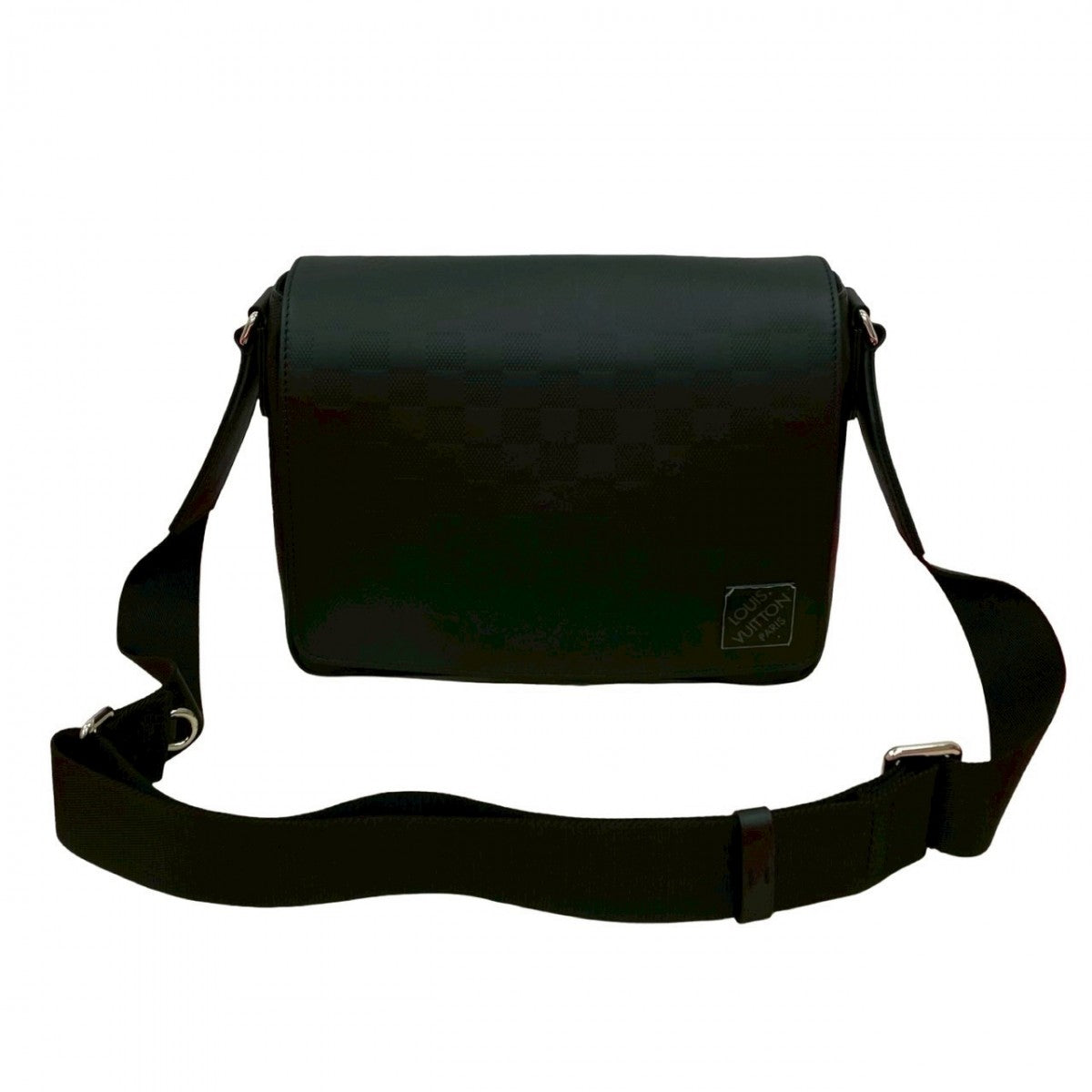 LOUIS VUITTON Shoulder Bag leather black Damier Anfini District PM