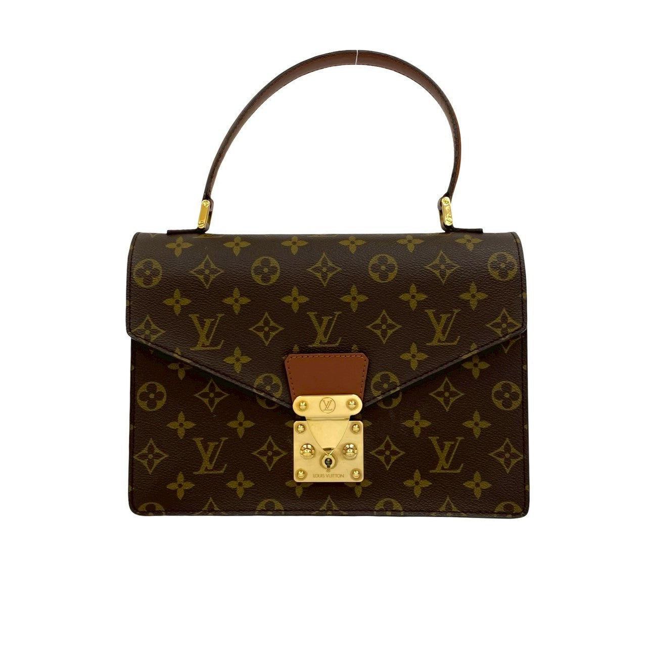  LOUIS VUITTON Handbag leather Brown Monogram Concorde