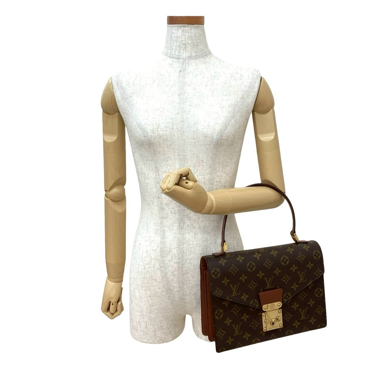  LOUIS VUITTON Handbag leather Brown Monogram Concorde