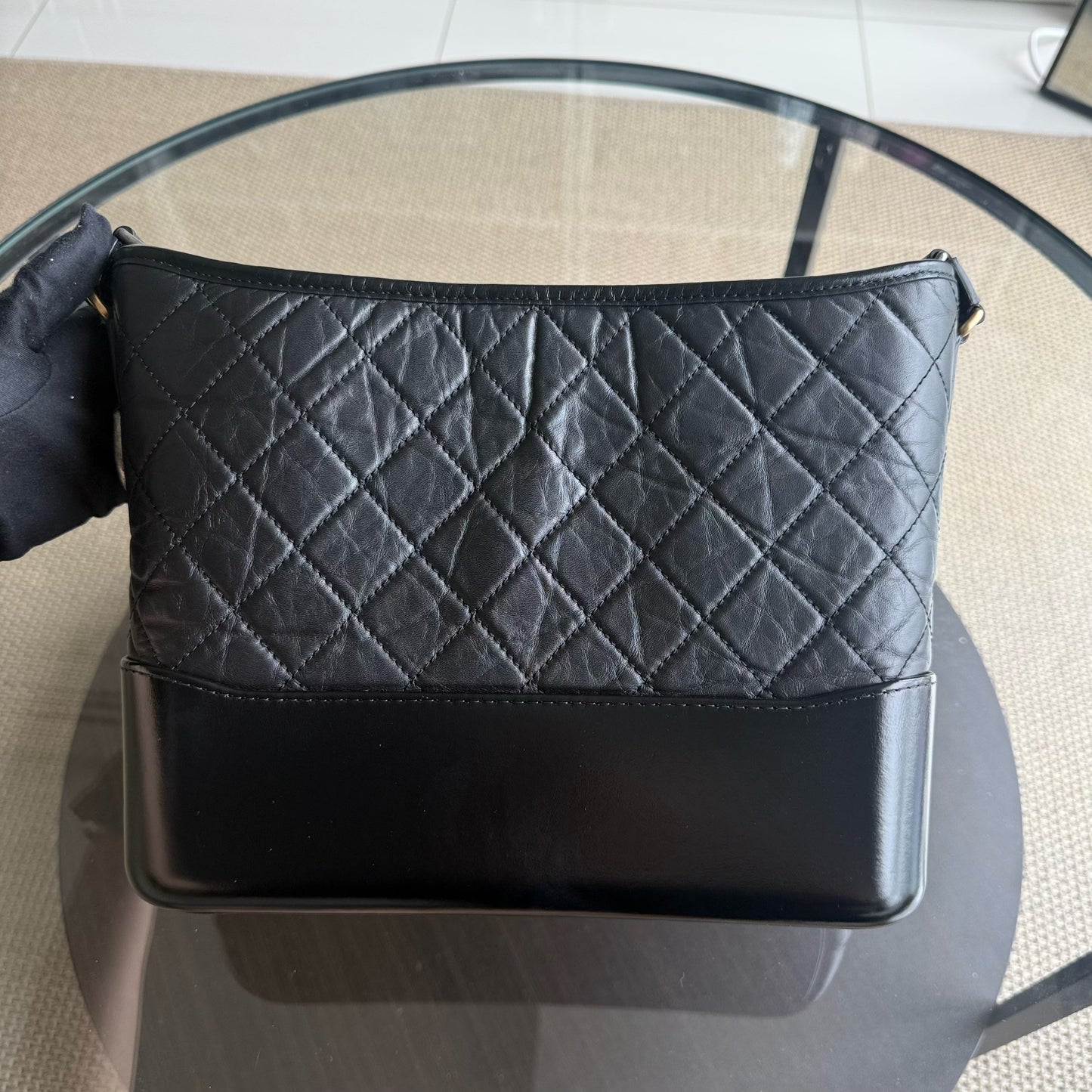 Chanel Gabrielle Medium - Quilted Aged Calfskin Black Two-tone Gold Hardware
