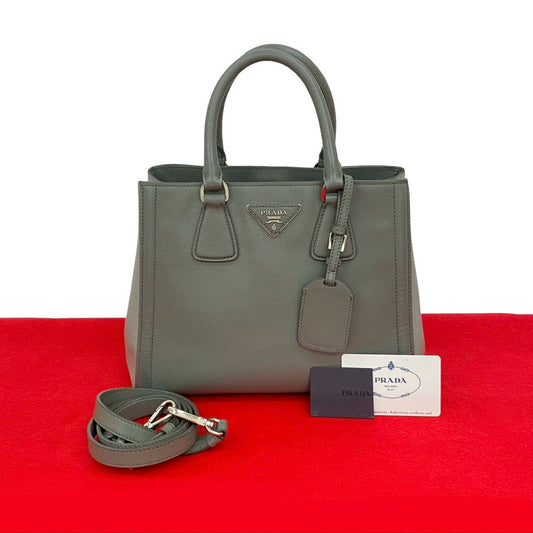 PRADA Shoulder Bag leather gray
