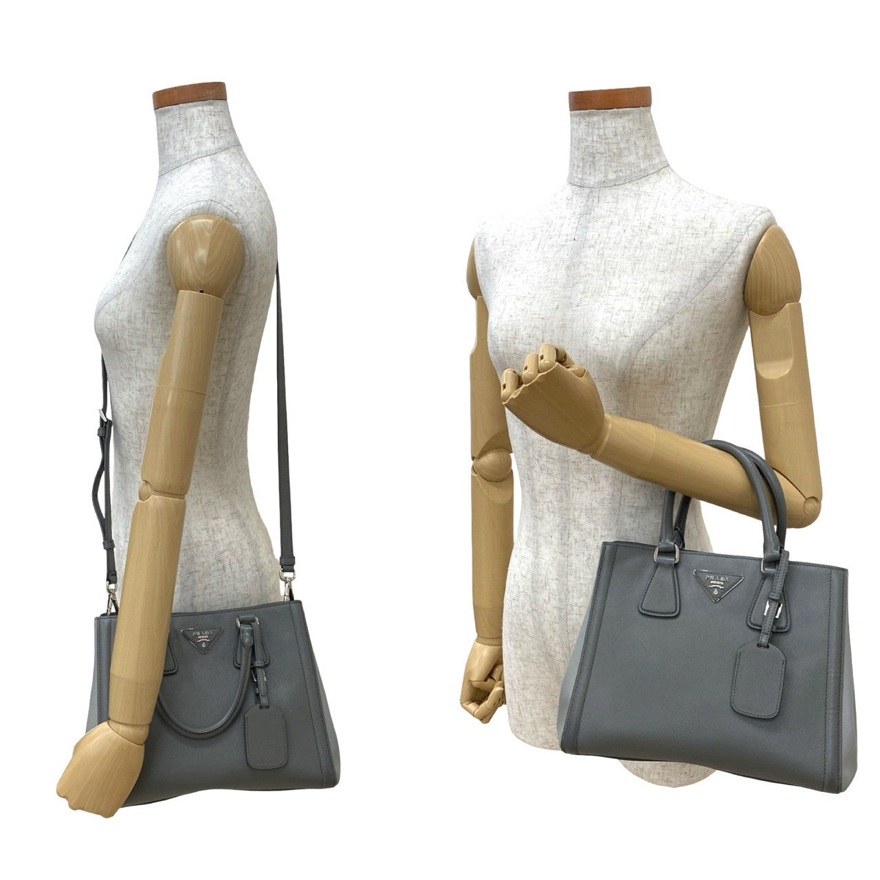 PRADA Shoulder Bag leather gray - Style 2