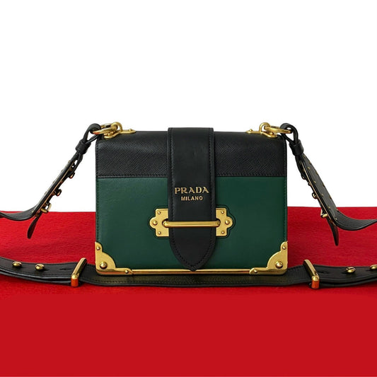 PRADA Shoulder Bag leather green Kaye