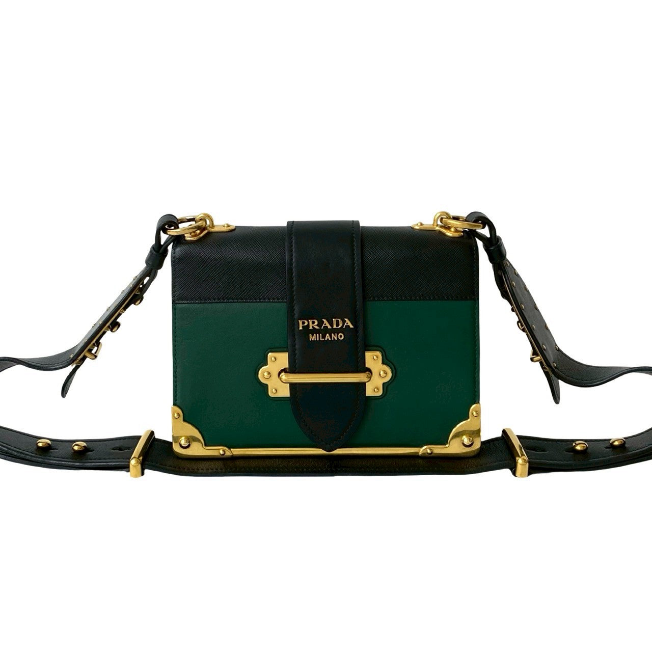PRADA Shoulder Bag leather green Kaye