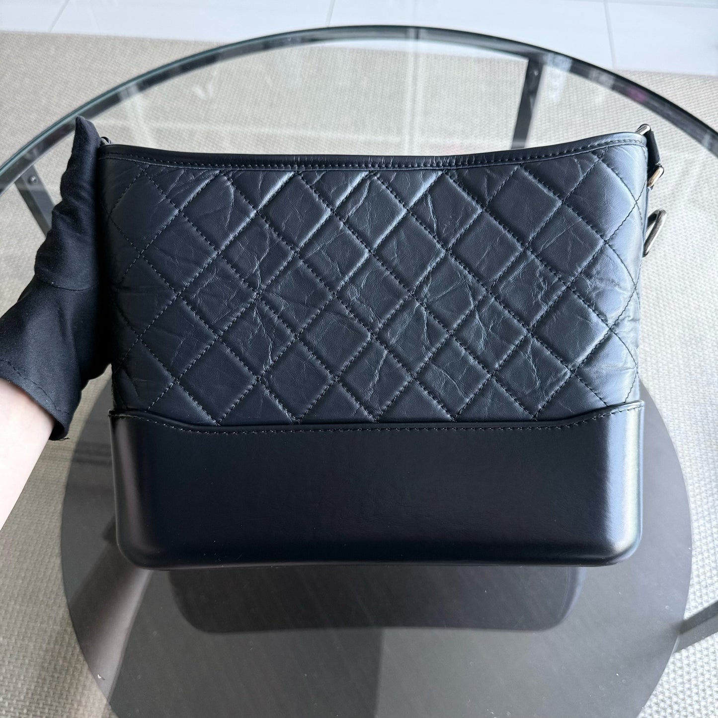 Chanel Gabrielle Medium - Quilted Aged Calfskin Dark Navy Blue Gold Hardware 26