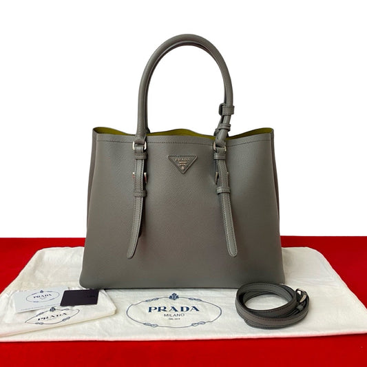 PRADA Shoulder Bag leather gray