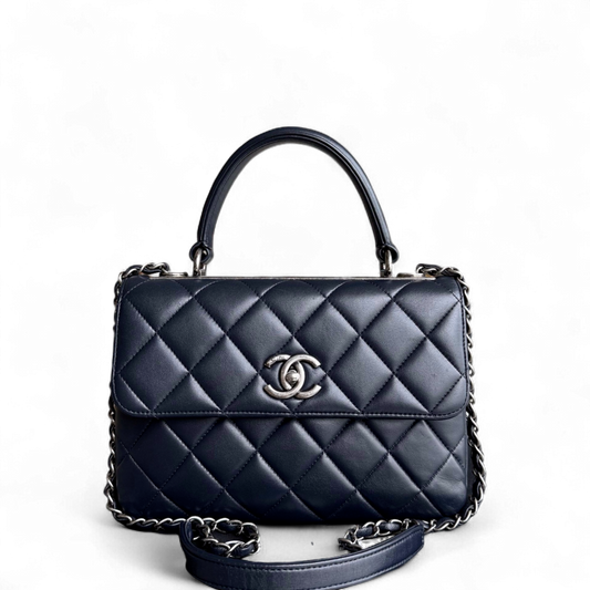 Chanel Trendy CC Small - Quilted Lambskin Dark Navy Blue Silver Hardware Series 21