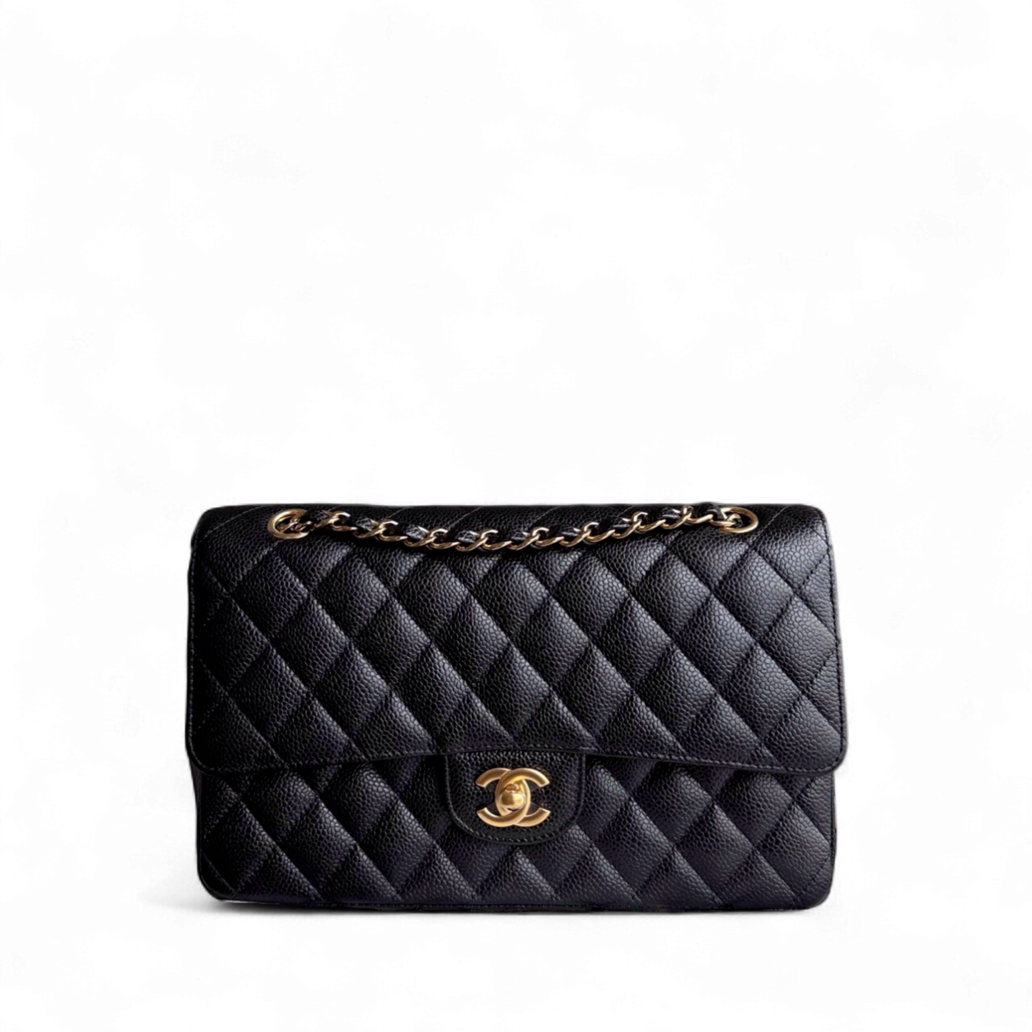 Chanel Classic Flap Medium - Caviar 25CM Quilted Grained Calfskin Black Gold Hardware Series 26