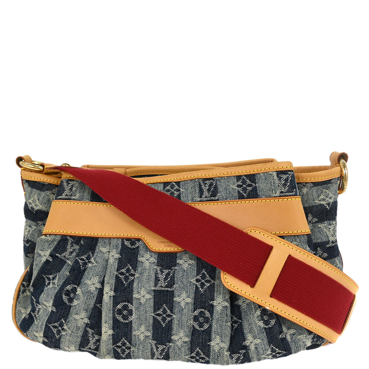 Louis Vuitton 2006 Blue Denim Porte Epol Raye MM Shoulder Bag M95334