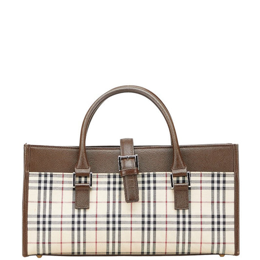 Burberry Nova Check Canvas Leather Handbag