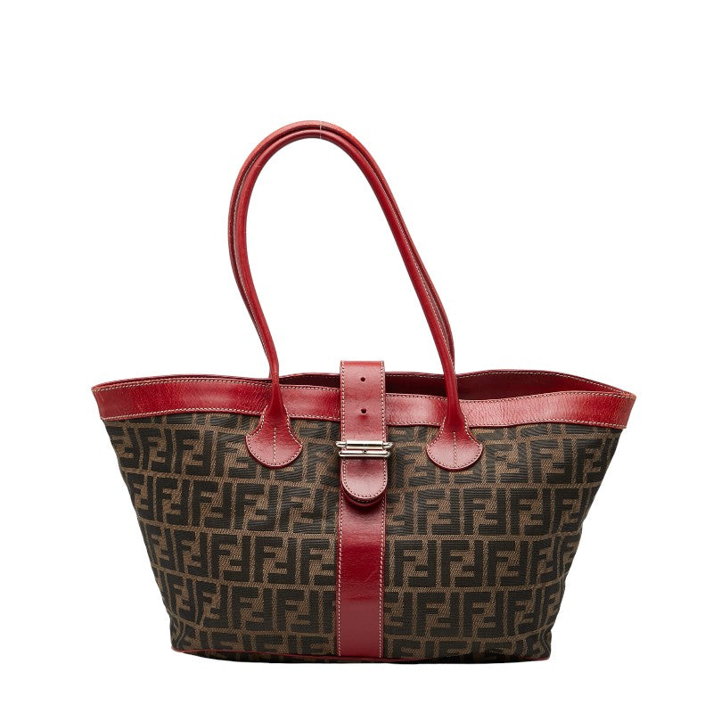 Fendi Zucca Canvas Leather Tote Bag