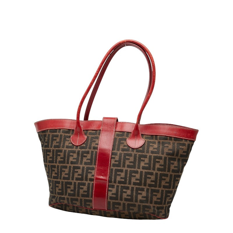 Fendi Zucca Canvas Leather Tote Bag