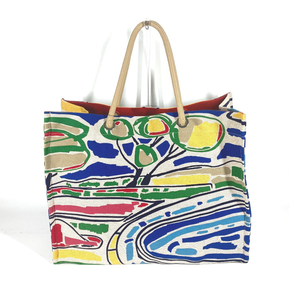 HERMES Shoulder Bag canvas multicolor beach bag bag Farniente Women