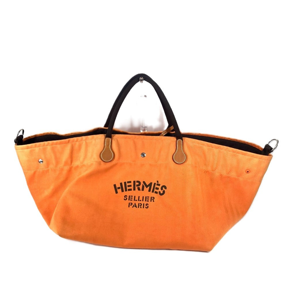 HERMES Boston Duffel bag canvas Orange With porch Fool Toe de Cavalier