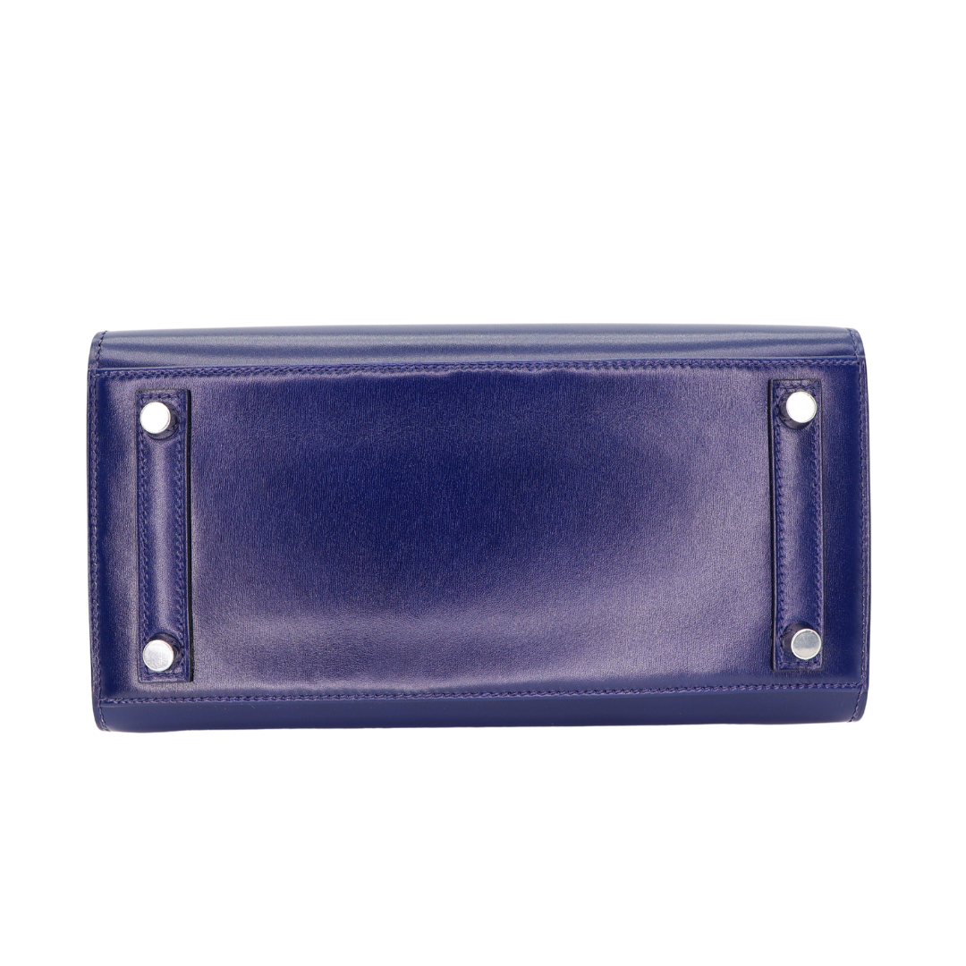 Hermes25cm Birkin Sellier Bleu Saphir Box Calf Leather Palladium Hardware