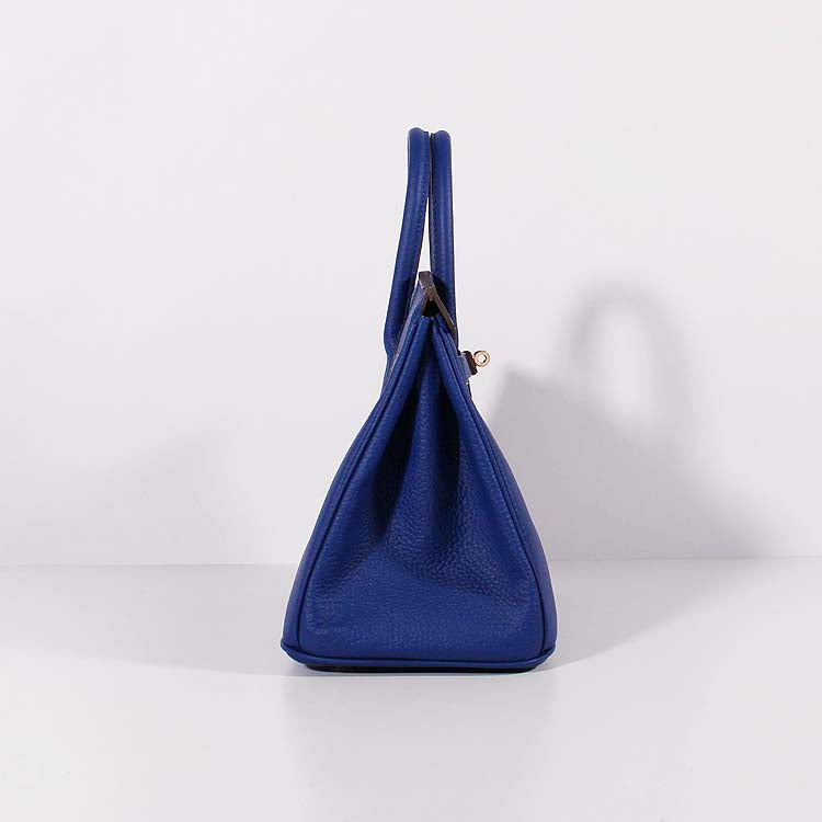 Luxury Hermes 30cm Birkin Bag Togo Leather with Strap Electric Blue Gold