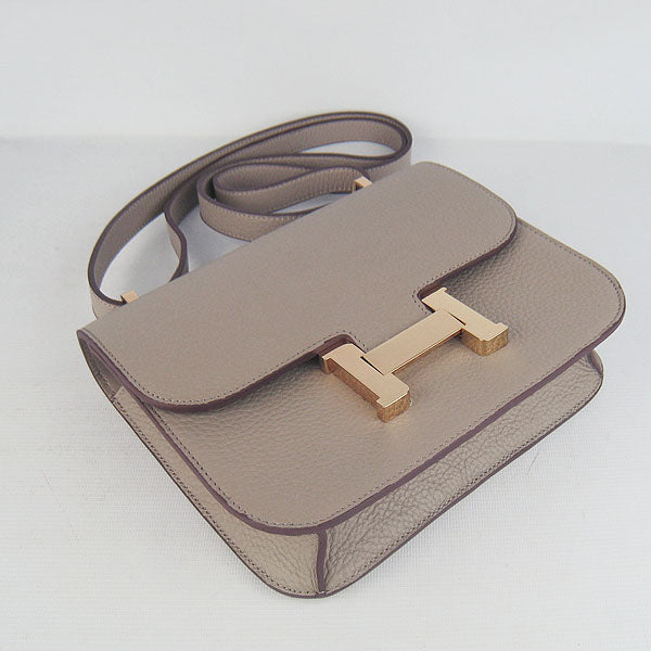Luxury Hermes Constance Cowskin Leather Bag grey Golden