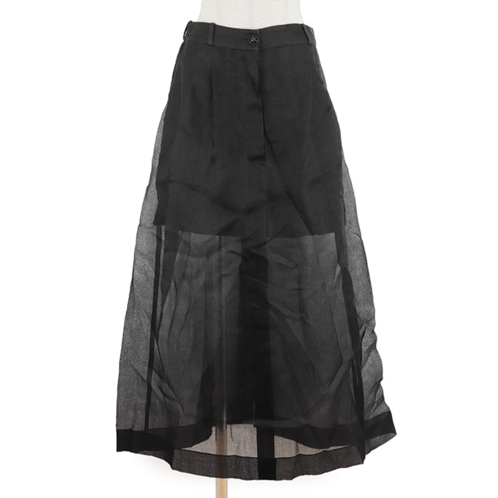 Chanel Silk Sheer Pleated Skirt Black Classic Flap Tote