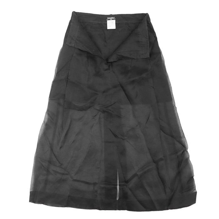 Chanel Silk Sheer Pleated Skirt Black Classic Flap Tote