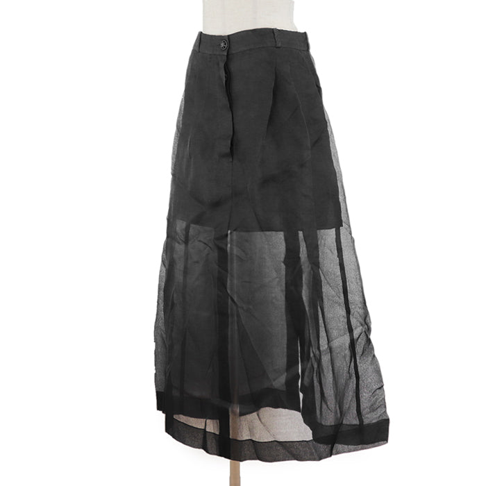 Chanel Silk Sheer Pleated Skirt Black Classic Flap Tote