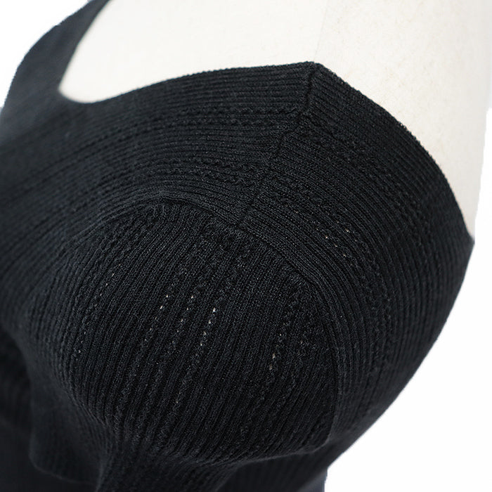 Chanel Short Sleeve Top Black Cotton Blend Classic Flap Tote