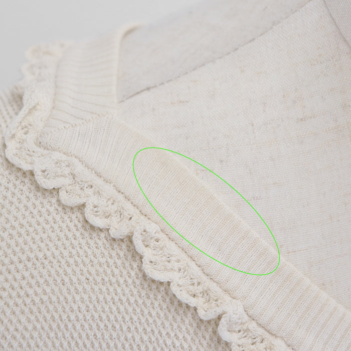 Chanel V-Neck Frill Knit Top Ivory Classic Flap Tote