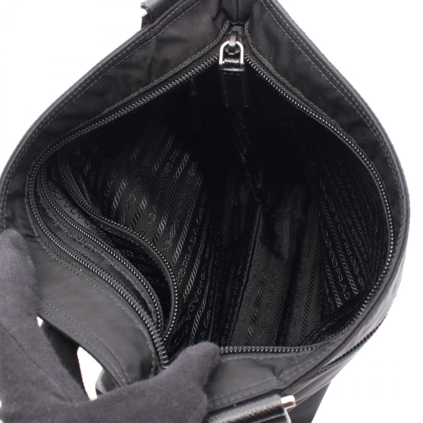 Prada TESSUTO SAFFI Nylon Saffiano Leather Shoulder Bag