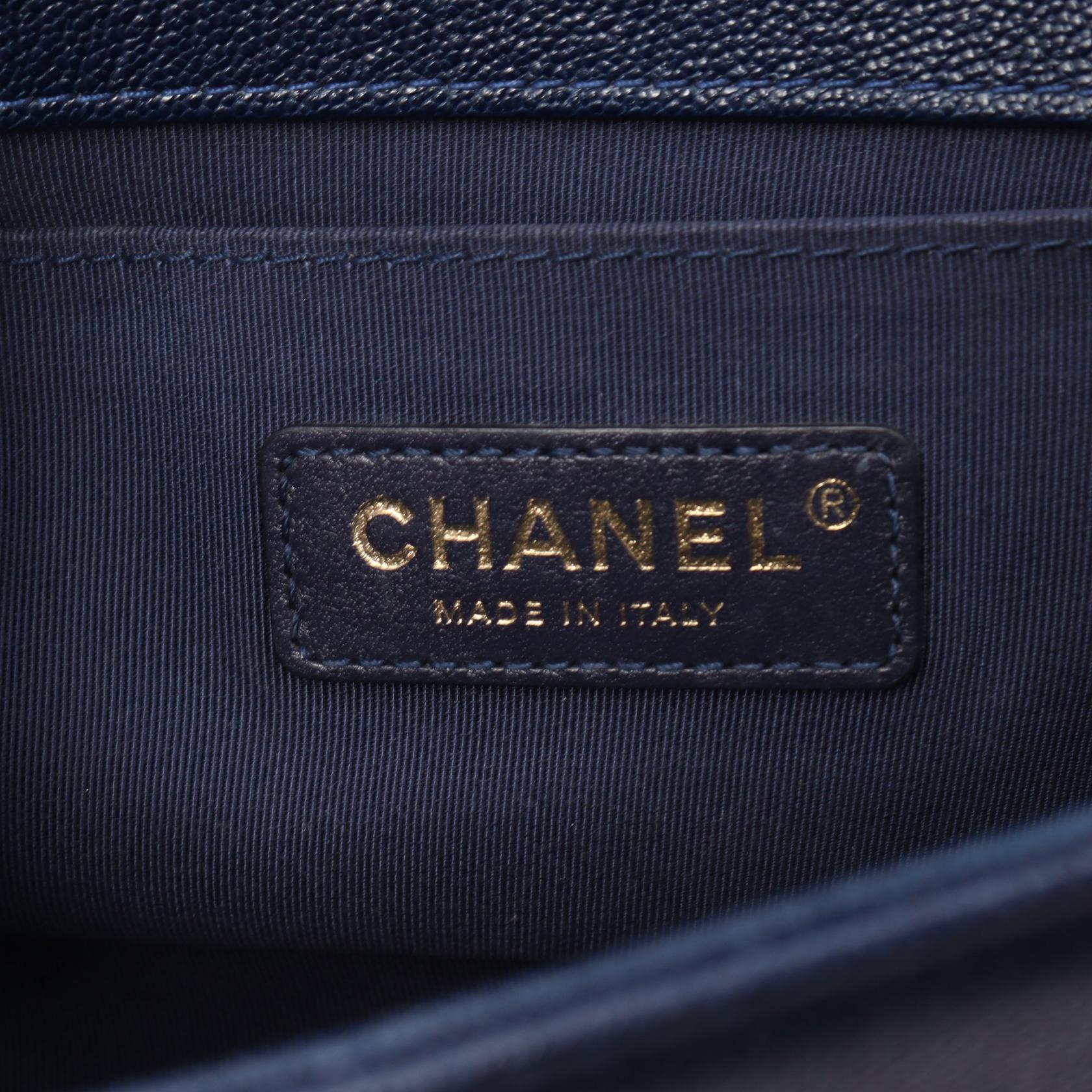 Chanel Boy Caviar Shoulder Bag Navy A676851